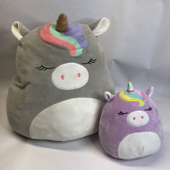Squishmallows 16" Teresa The‎ Grey Unicorn & 8" Silvia the Purple Unicorn - Picture 1 of 12
